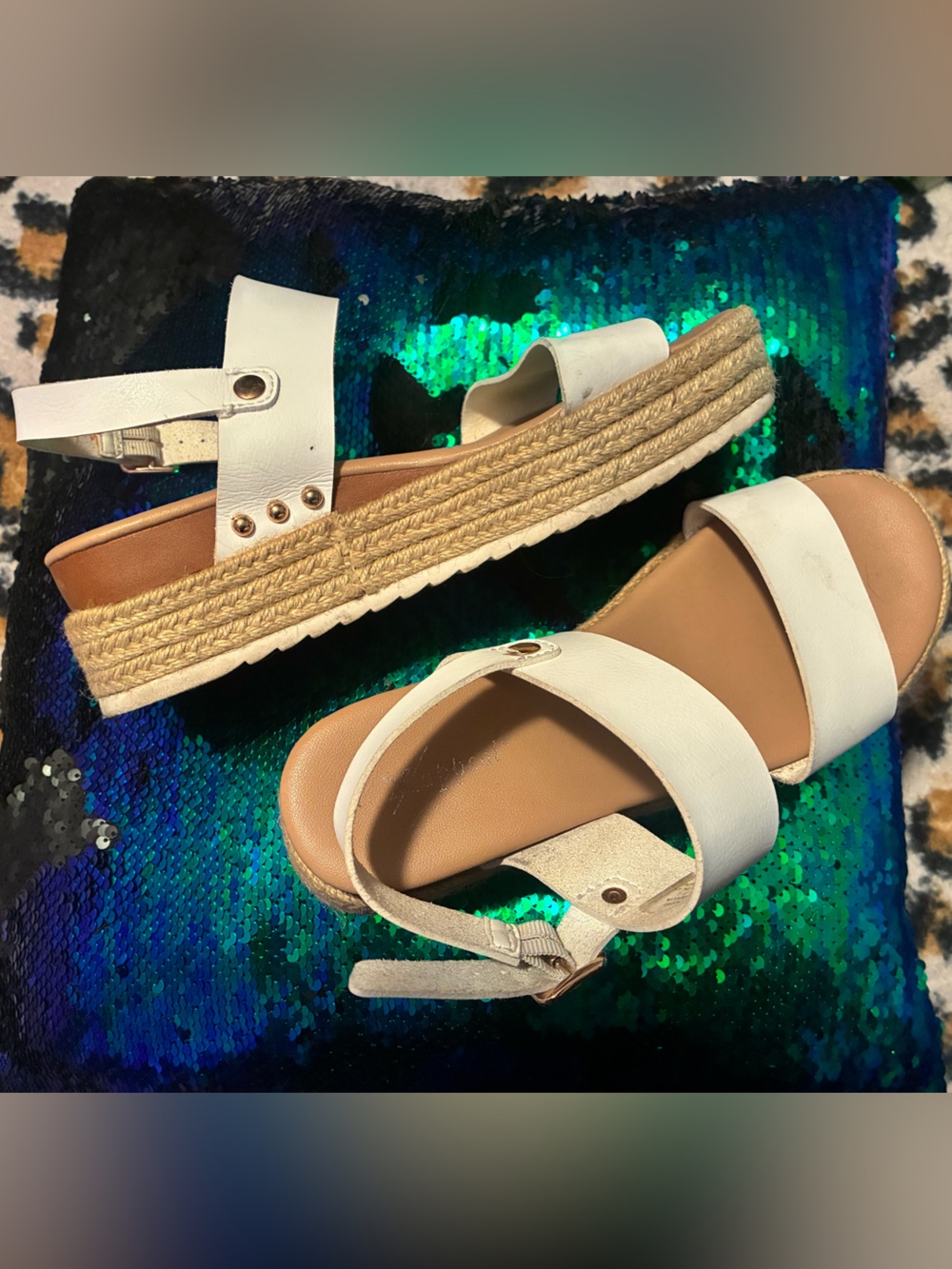 Xappeal White Espadrille Platform Sandals with Jute Sole